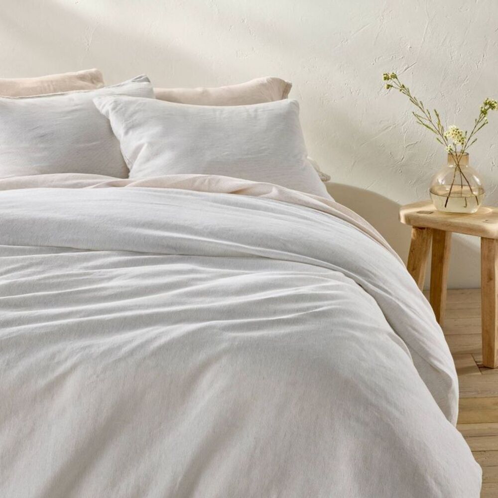 Casaluna - Full/Queen Linen Duvet Set Light Gray - Casaluna Off-White